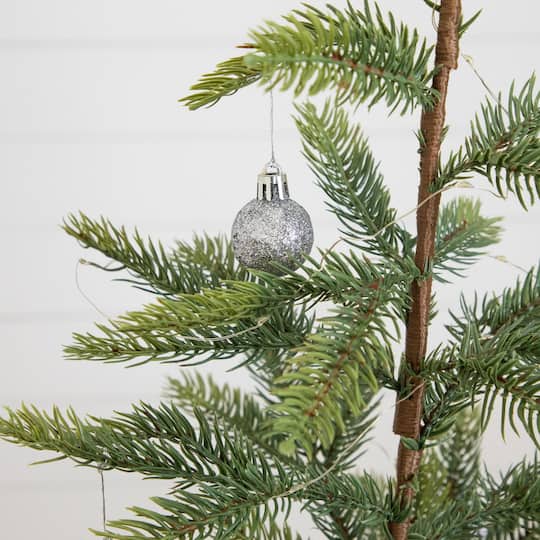 Nearly Natural 24" Pre-Lit Natural Look Fraser Fir Artificial Christmas Tree in Burlap Wrapped Base